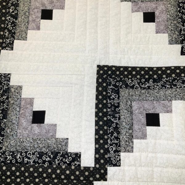 An Elegant Black and White Log Cabin Quilt - Image 2