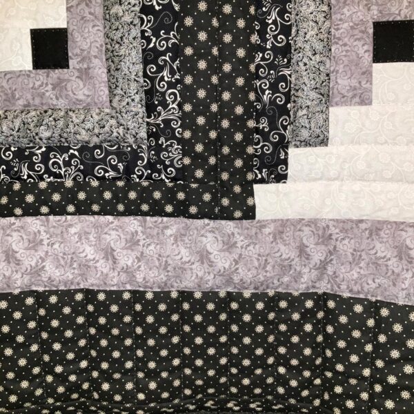 An Elegant Black and White Log Cabin Quilt - Image 3