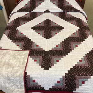 Amish Made Log Cabin Queen Size Quilt