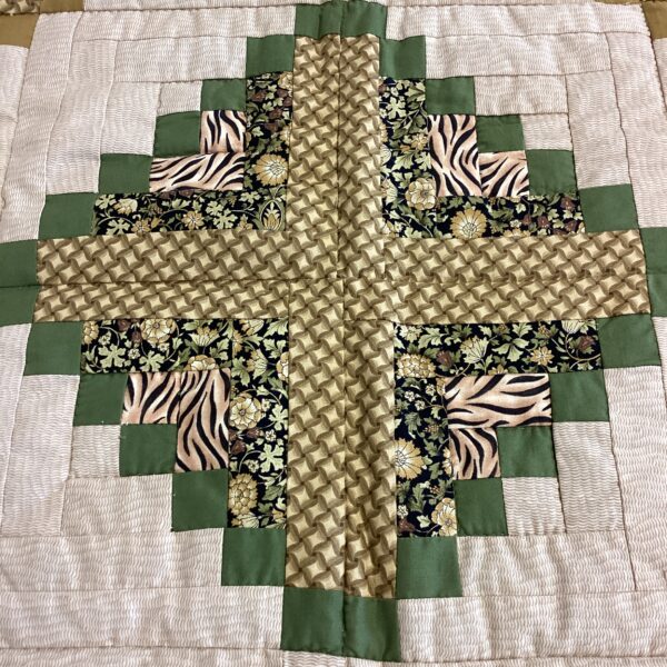 Log Cabin Wall Hanging in Shades of Green - Image 4