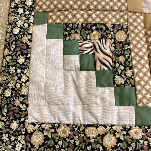 Log Cabin Wall Hanging in Shades of Green - Image 2