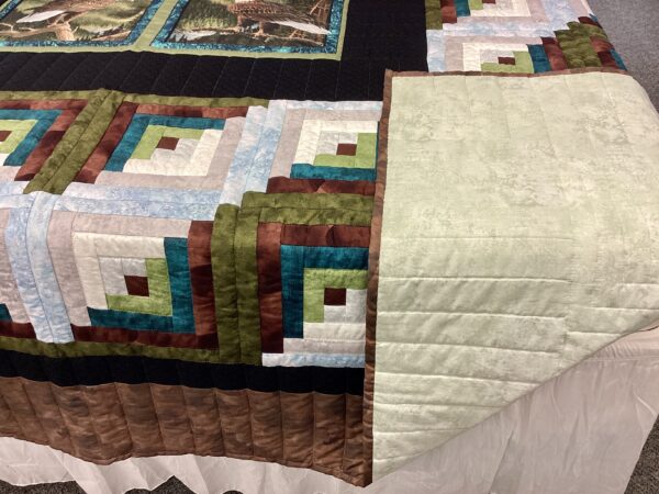 Majestic Eagles Log Cabin Hand Stitched King Quilt - Image 5