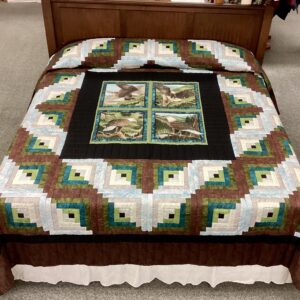 Majestic Eagles Log Cabin Hand Quilted King Size