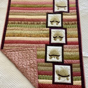 Crib Size Hand-Quilted Appliqued Turtles