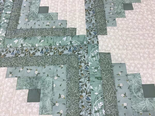 Log Cabin Star Sage Green Fabric close up Item# C73001436