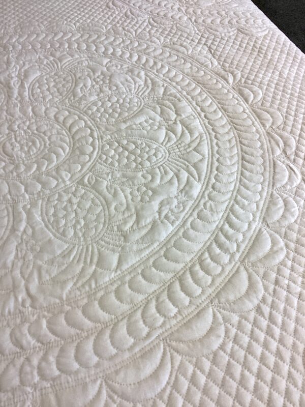 Amish Hand Quilted Pineapple Whole-Cloth Quilt - Image 2