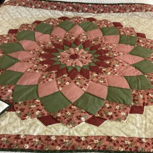 Strawberry Lover Giant Dahlia Hand Stitched Throw