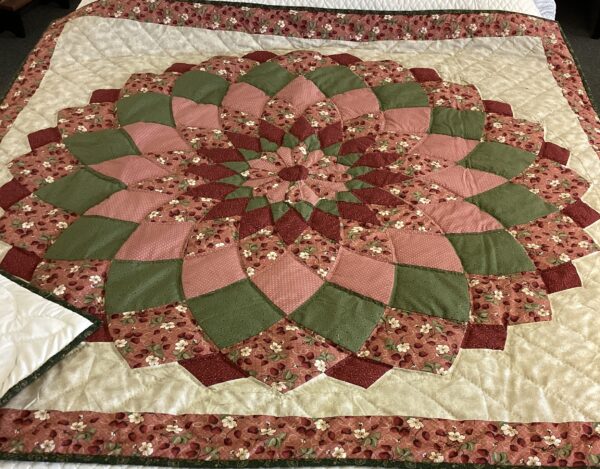Strawberry Lover Giant Dahlia Hand Stitched Throw