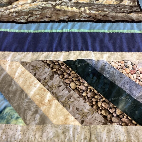 Mennonite Handmade and Quilted Wolf and Stripes Throw - Image 3