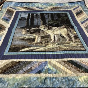 Mennonite Handmade and Quilted Wolf and Stripes Throw