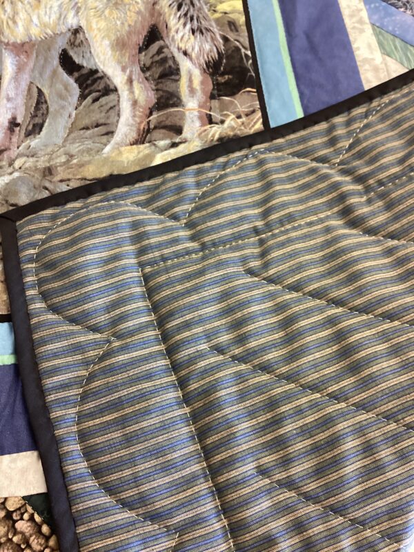 Mennonite Handmade and Quilted Wolf and Stripes Throw - Image 5