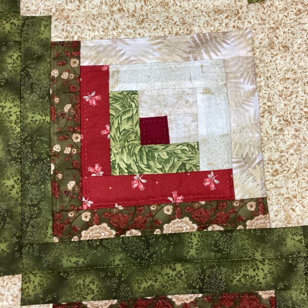Log Cabin Queen Size Hand-Stitched Quilt - Image 4