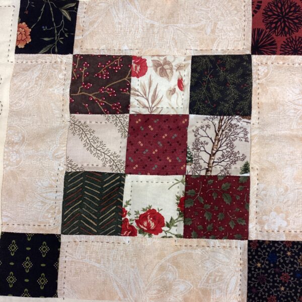 9 Patch with Hearts *hand quilting done with dark thread* - Image 3