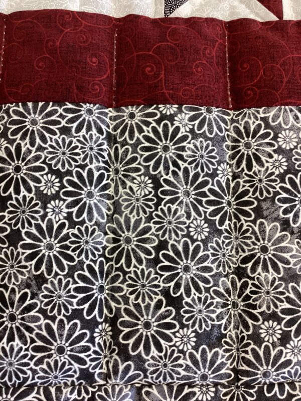 Star throw Hand Quilted Black Brick Red and Grey - Image 3