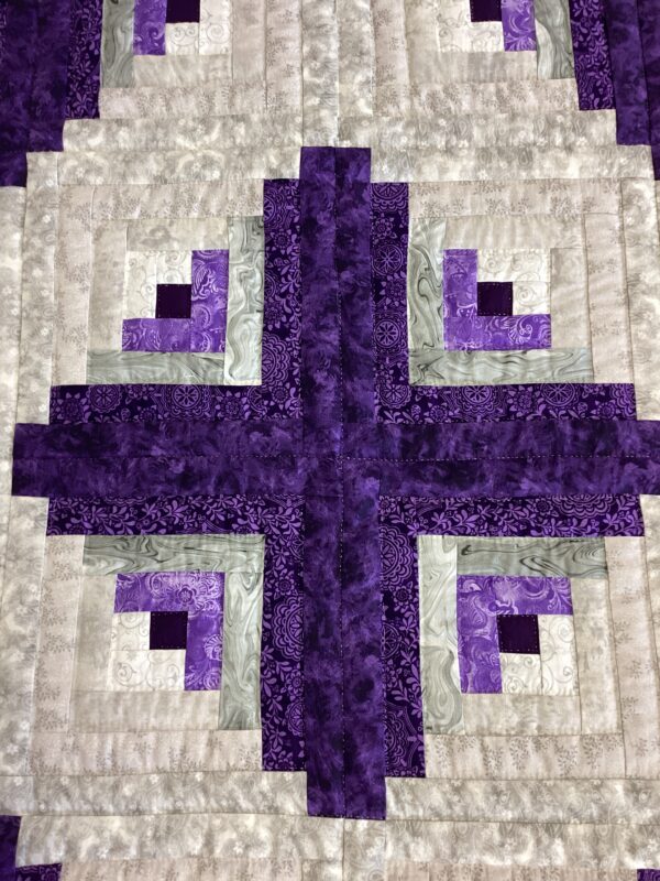 Purple Lovers Log Cabin Queen Size Hand-Stitched Quilt - Image 2