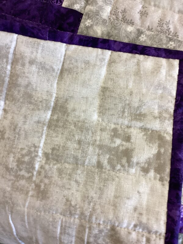 Purple Lovers Log Cabin Queen Size Hand-Stitched Quilt - Image 5