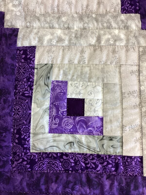 Purple Lovers Log Cabin Queen Size Hand-Stitched Quilt - Image 6