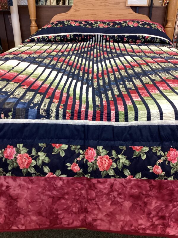Rhapsody Song  in a Bargello pattern Hand Quilted Queen Size Quilt - Image 3