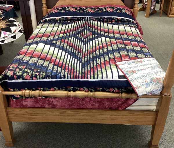 Rhapsody Song  in a Bargello pattern Hand Quilted Queen Size Quilt