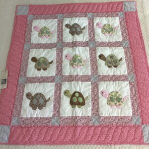 Crib Size Hand-Quilted Appliqued Turtle Quilt