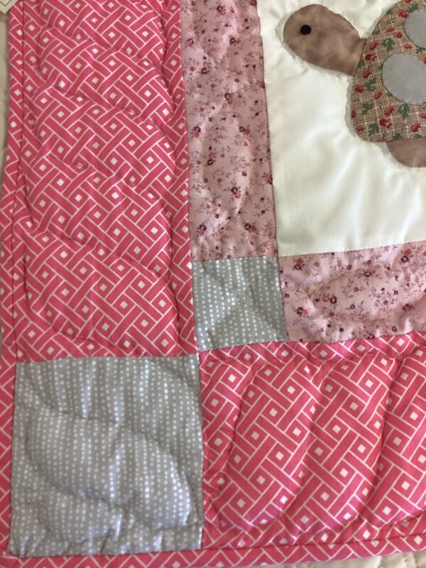 Crib Size Hand-Quilted Appliqued Turtle Quilt - Image 2