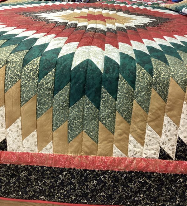 Beautiful Christmas Colored Zig Zag Quilt in Queen Size - Image 3