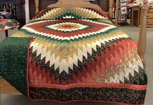 Beautiful Christmas Colored Zig Zag Quilt in Queen Size - Image 4