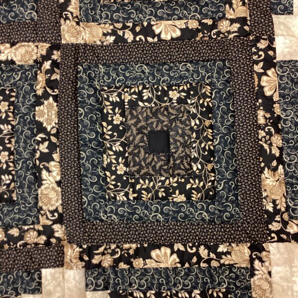 Twin Size Log Cabin Star in Black and Tan - Image 3