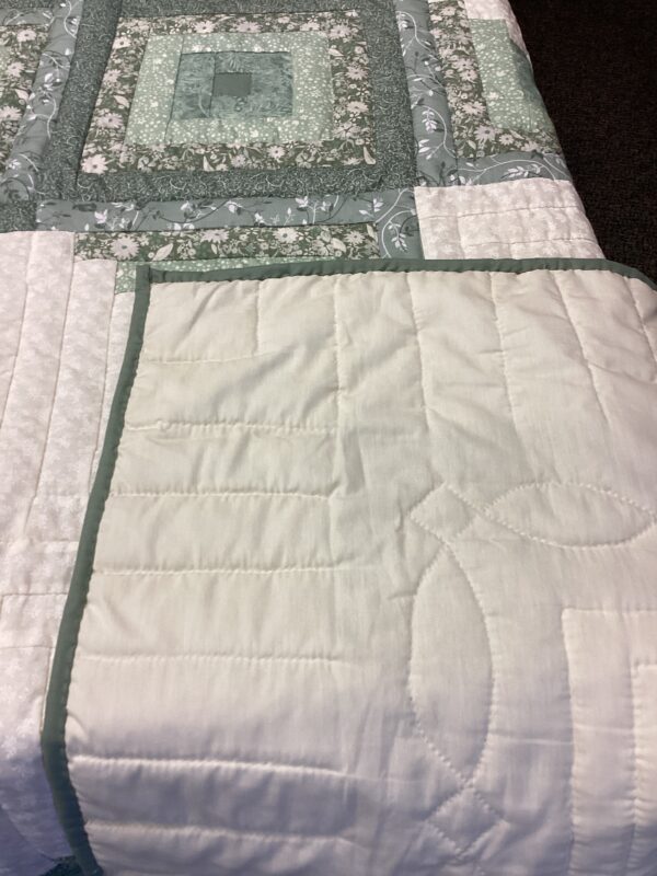 Twin Size Log Cabin Star in Shades of Sage Green - Image 5