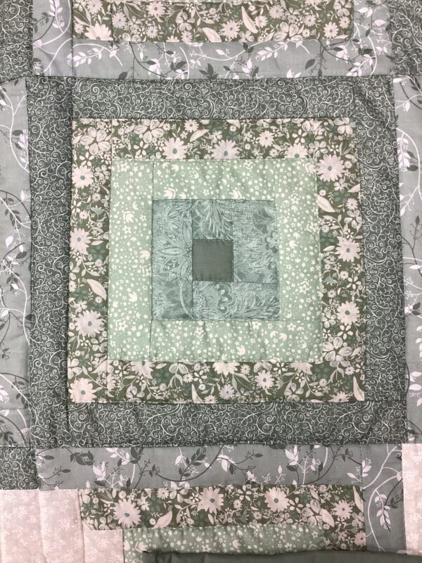 Twin Size Log Cabin Star in Shades of Sage Green - Image 4