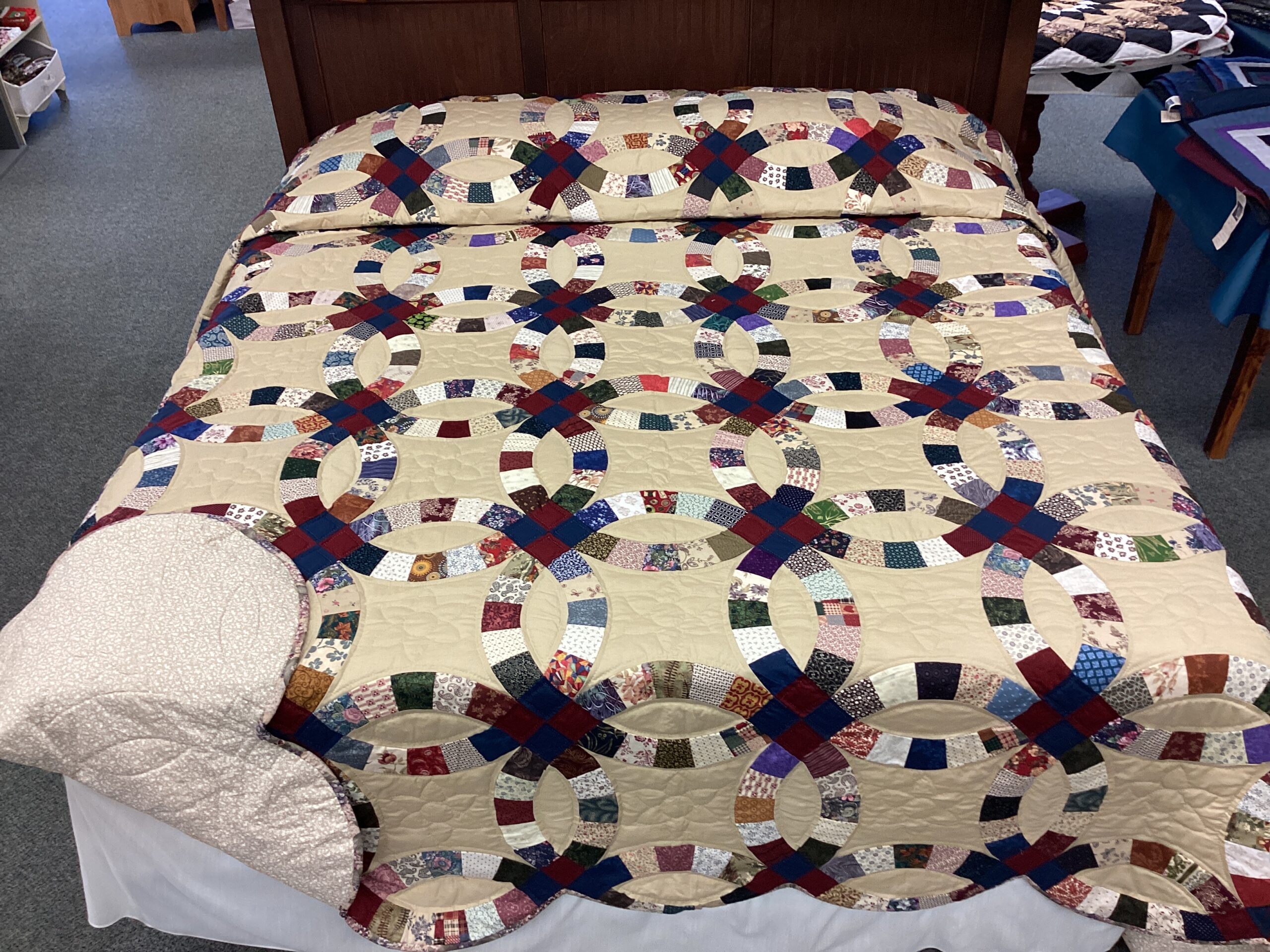 Double Wedding Ring King Size Hand-Quilted