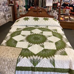 Broken Star Pattern Quilt in Green