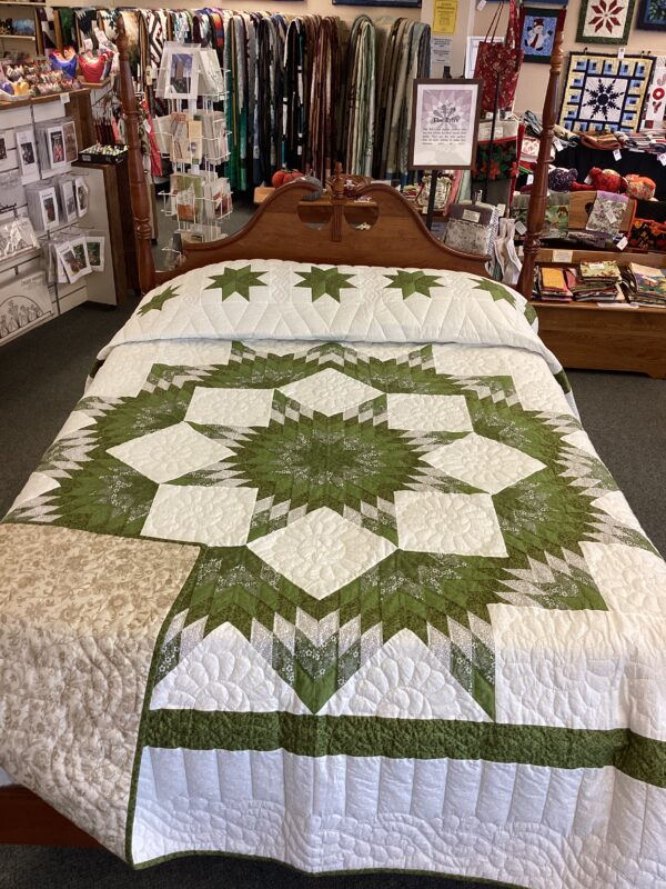 Broken Star Pattern Quilt in Green
