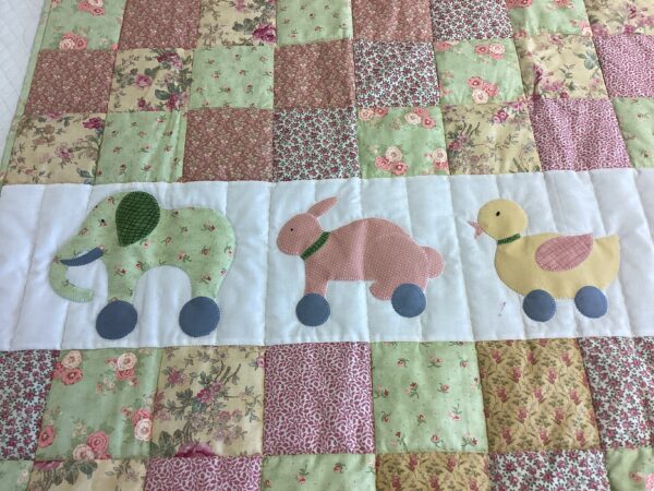Baby Block Quilt with Appliqued  Animals - Image 3