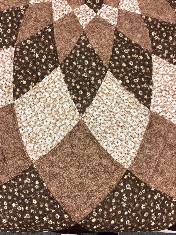 Giant Dahlia Hand Stitched Quilt in Shades of Brown - Image 3