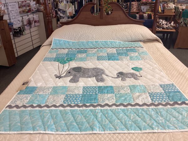 Momma and Baby Elephant  Crib Size Quilt - Image 2