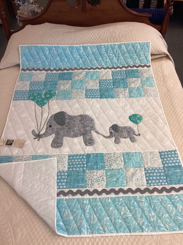 Momma and Baby Elephant  Crib Size Quilt