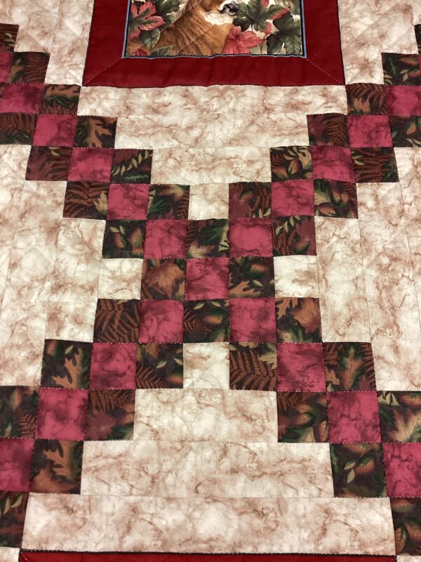 Deer Panel Irish Chain Queen Size Quilt - Image 2