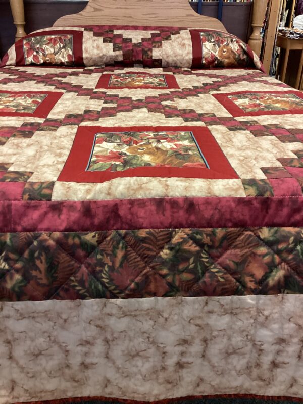 Deer Panel Irish Chain Queen Size Quilt - Image 4