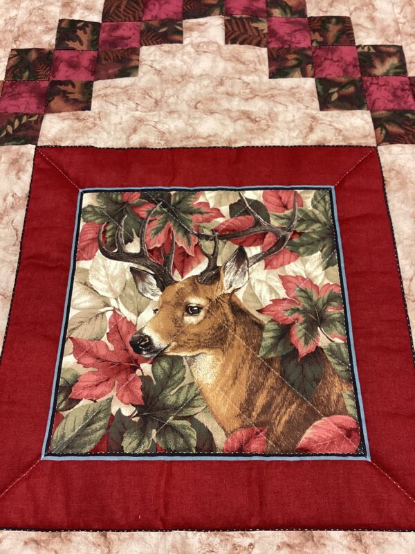Deer Panel Irish Chain Queen Size Quilt - Image 5