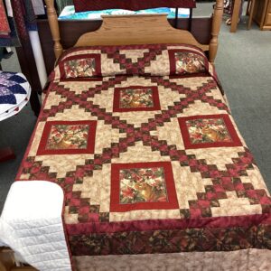 Deer Panel Irish Chain Queen Size Quilt