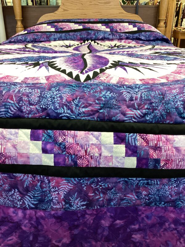 Queen Size  Hand Quilted Fire Island Hosta Quilt - Image 4