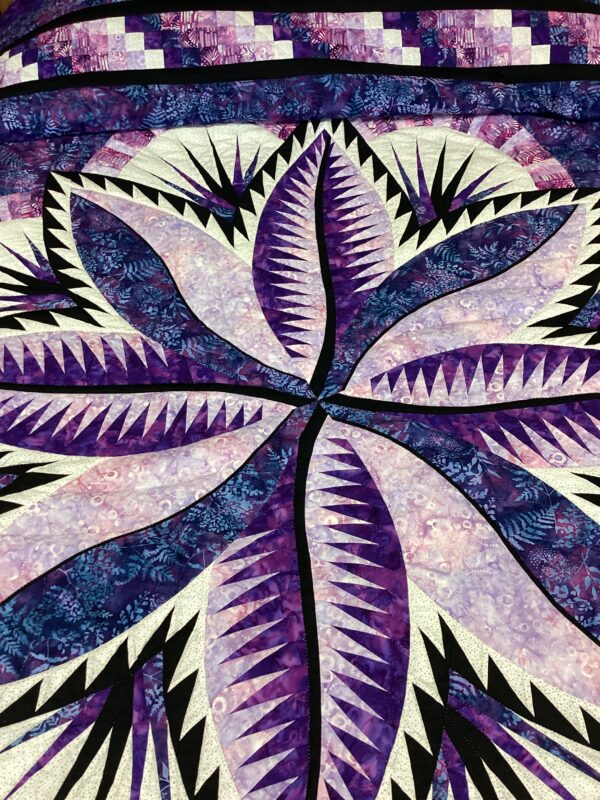 Queen Size  Hand Quilted Fire Island Hosta Quilt - Image 3