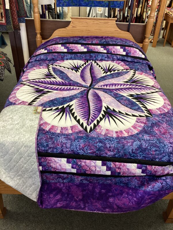 Queen Size  Hand Quilted Fire Island Hosta Quilt