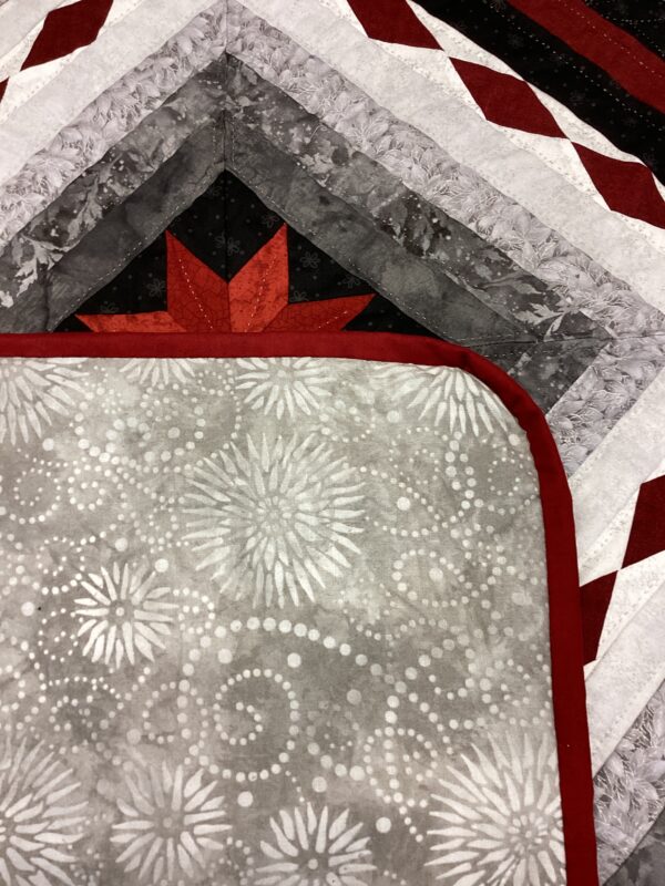 Hand Quilted Black,White and Red Star Quilt - Image 3