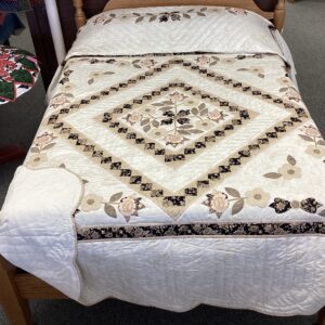 Spring Floral Bouquet Needle-turned Applique Queen Size Quilt