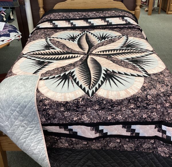 Queen Size  Hand Quilted Quilt Fire Island Hosta