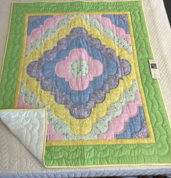 Ocean Wave Design baby Quilt in Soft Pastels