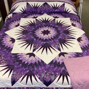 Star of Beauty Queen Size Hand-Stitched Quilt in Purple