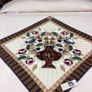 Bird and Flower Vase Applique  Bed Topper